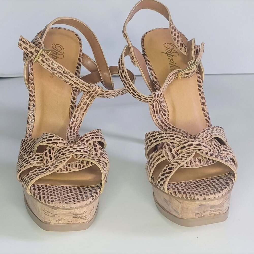 Paprika Tan Snake Heels sz 7.5M -Floor Model Shoes
